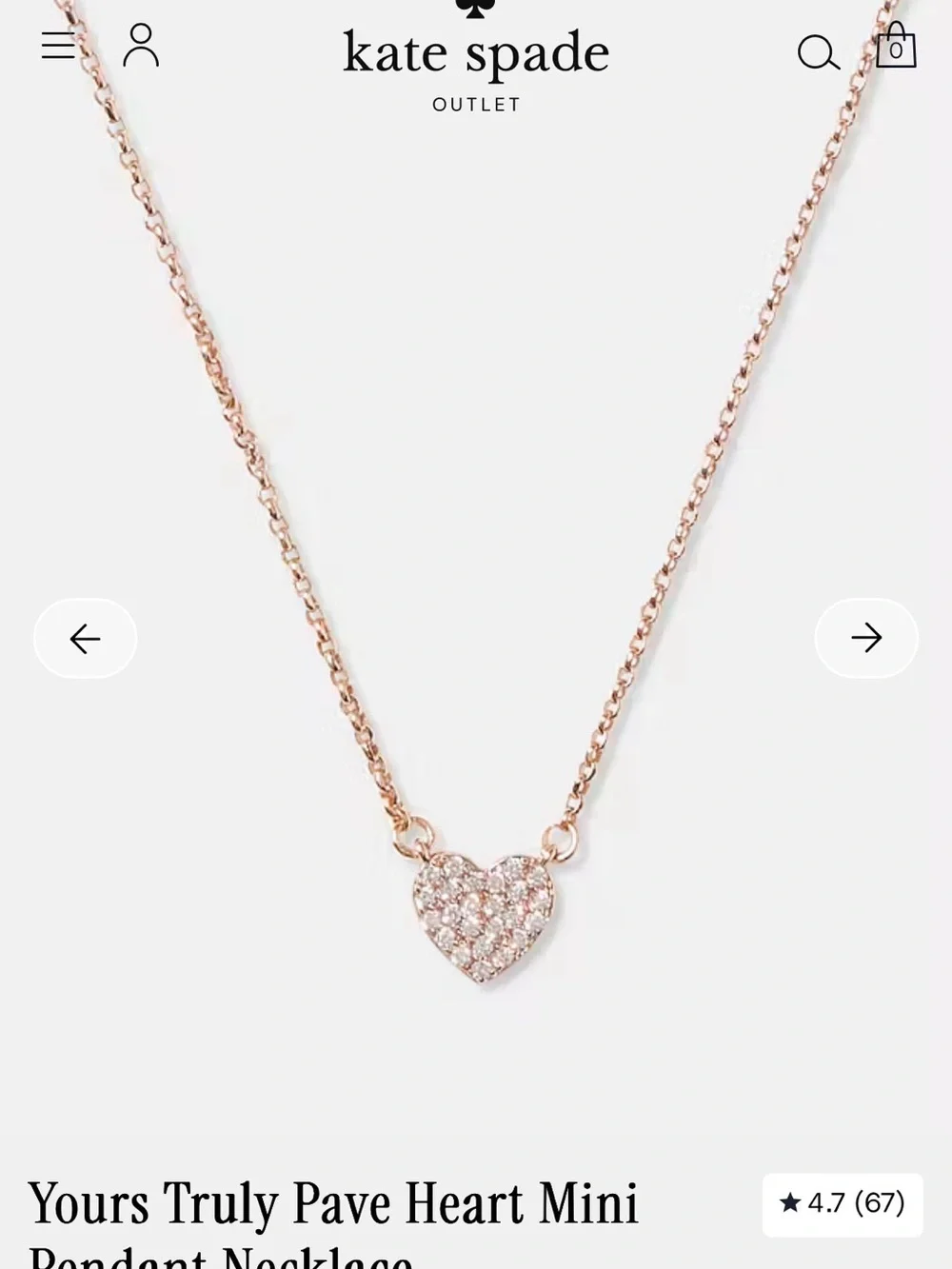 NWT kate spade Yours Truly Pave Heart Mini Pendant Necklace ORG RETAIL $69❤️